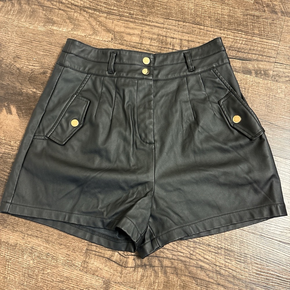 Privy Black High-Waisted Shorts with Gold Accents